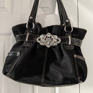 Kathy Van Zeeland Vinyl and Canvas Shoulder Bag